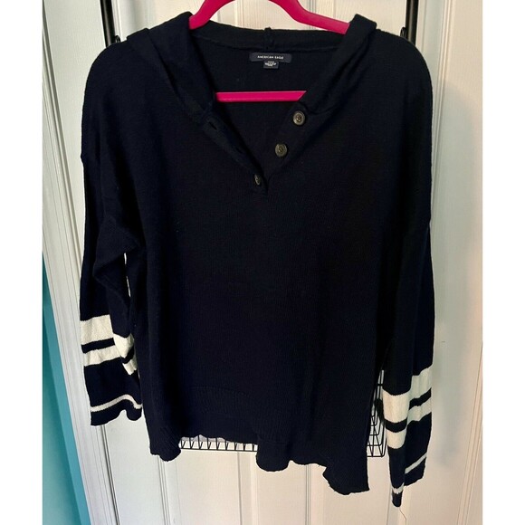 American Eagle Outfitters Sweaters - American Eagle Womens Sweater Hoodie Navy Blue White Striped Size M Lightly Worn